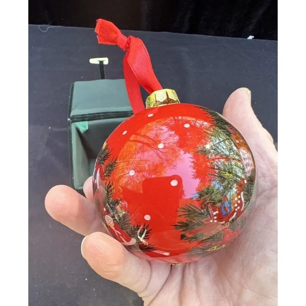 La Bien Christmas Ornament Decorated Christmas Tree Hand Painted Velvet Box -C18